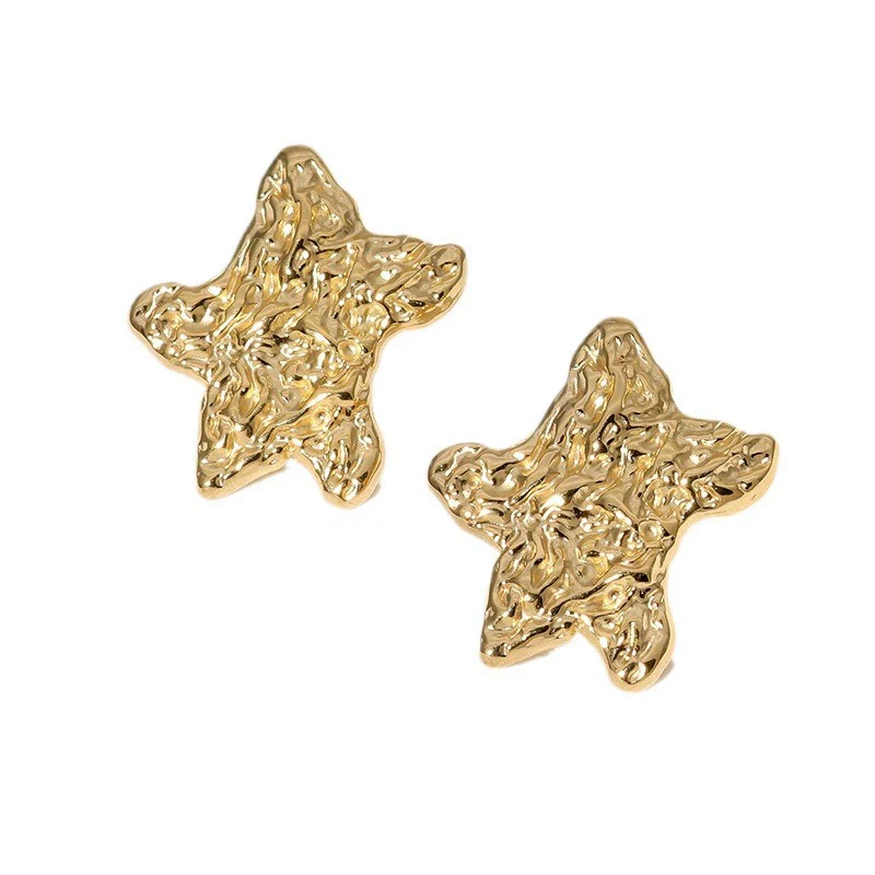 Stainless Steel Fivepointed Star Starfish Shape Electroplated Women's Earrings - Image 3