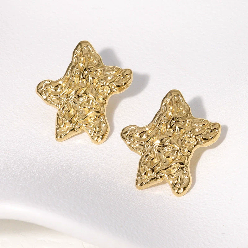 Stainless Steel Fivepointed Star Starfish Shape Electroplated Women's Earrings - Image 4