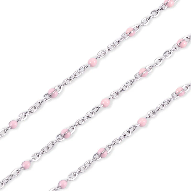 Stainless Steel Flat Cross Epoxy Chain Oil Dripping Nonfading Necklace Bracelet With Electrolytic Brightening And Oval Pattern Diy - Image 6