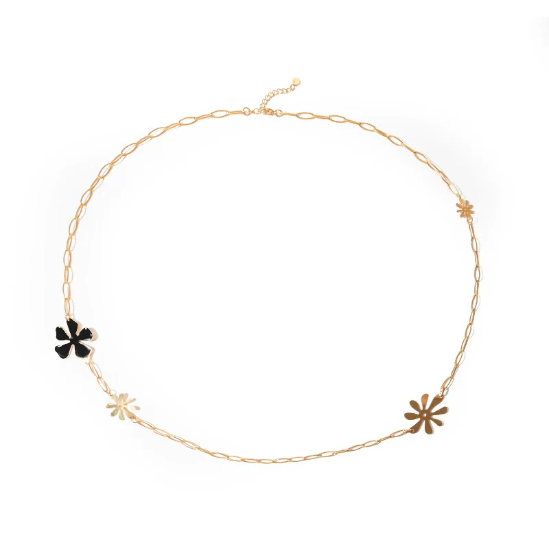 Stainless Steel Flower Fashion Necklace With Electroplating - Image 5