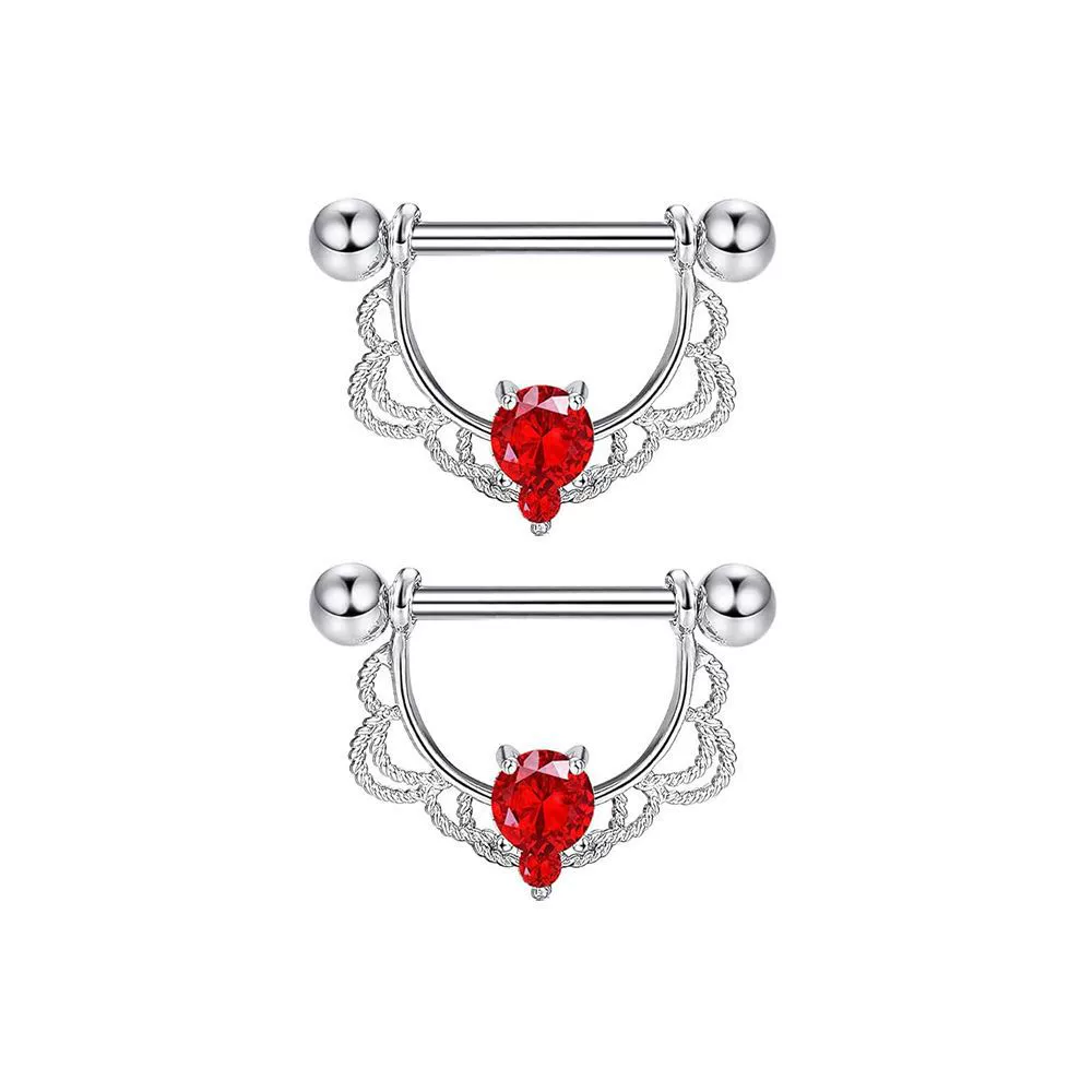 Stainless Steel Flower Zircon Nipple Ring Piercing Jewelry Electroplated - Image 17