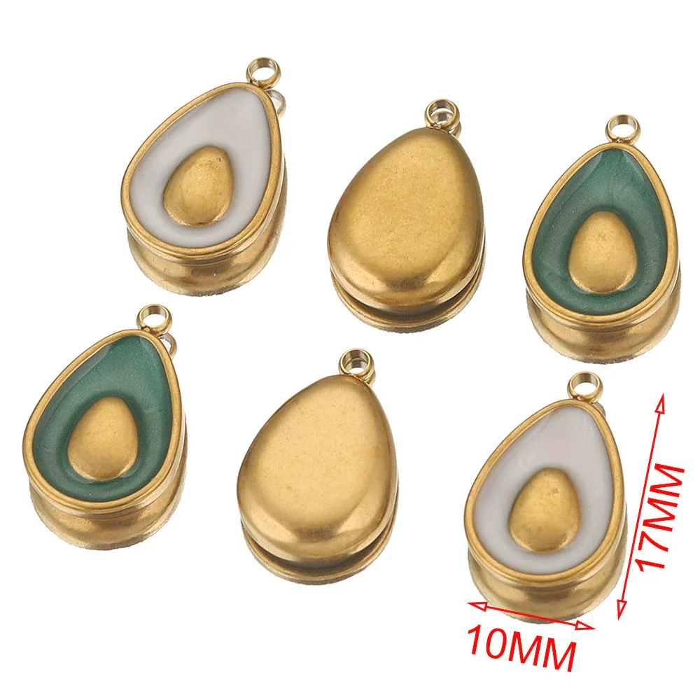 Stainless Steel Fruit Style Avocado And Fish Pattern Pendant Jewelry With 18K Electroplating - Image 3
