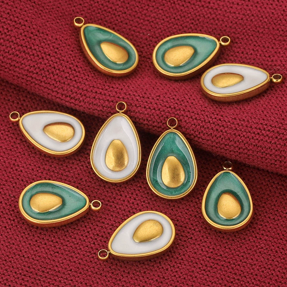 Stainless Steel Fruit Style Avocado And Fish Pattern Pendant Jewelry With 18K Electroplating - Image 4