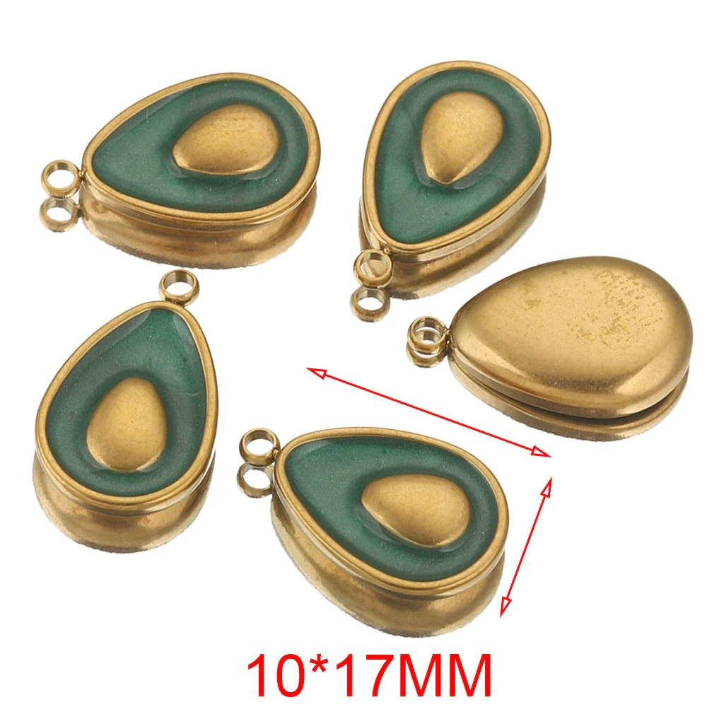 Stainless Steel Fruit Style Avocado And Fish Pattern Pendant Jewelry With 18K Electroplating - Image 6