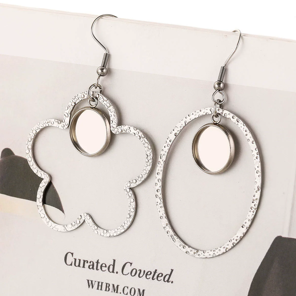 Stainless Steel Geometric Asymmetrical Diy Large Earrings Accessories With Electroplating - Image 2