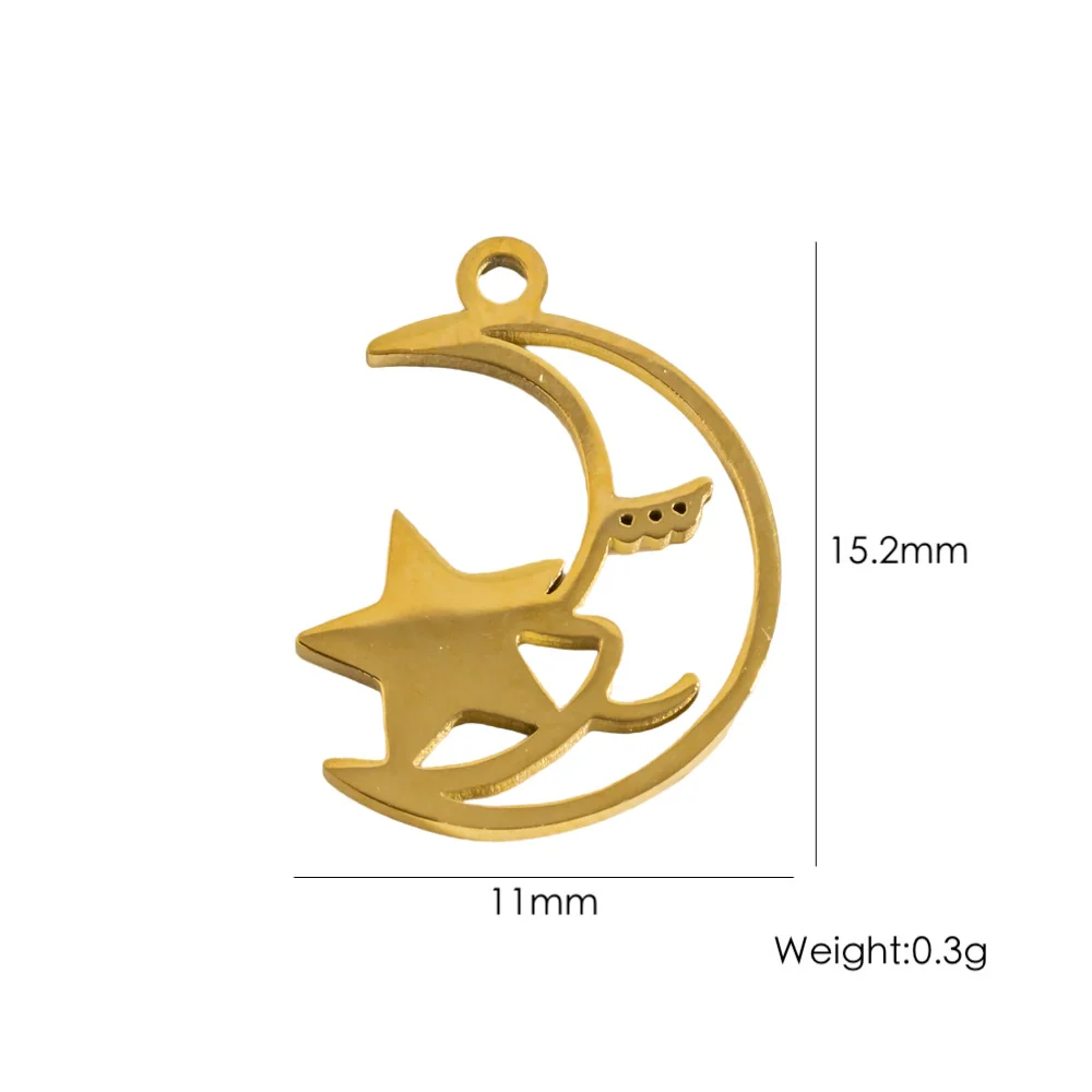Stainless Steel Geometric Boots Tower Love Oil Drop Shell Pendant Jewelry Accessories With Vacuum In Furnace Electroplating - Image 14