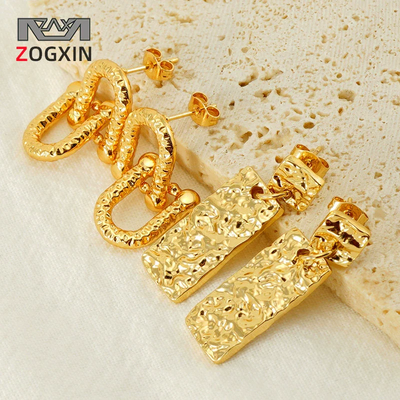 316L Stainless Steel Geometric Buckle Earrings For Women Gold Plated Jewelry