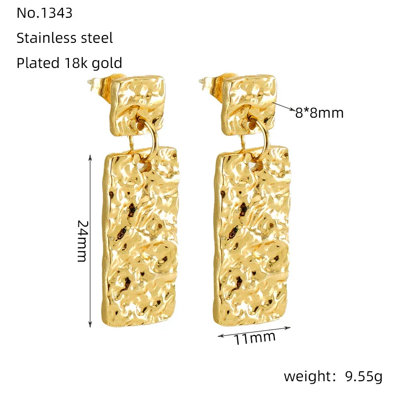 316L Stainless Steel Geometric Buckle Earrings For Women Gold Plated Jewelry - Image 4