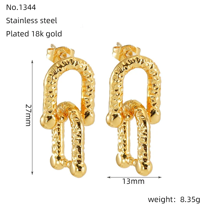 316L Stainless Steel Geometric Buckle Earrings For Women Gold Plated Jewelry - Image 6