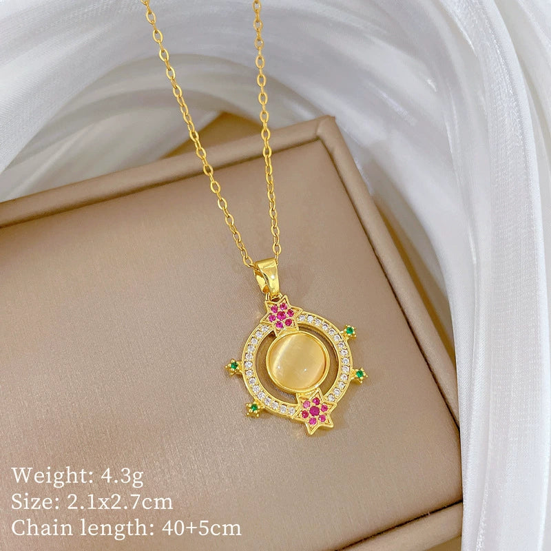 Stainless Steel Geometric Cartoon Style Ring And Necklace - Image 6