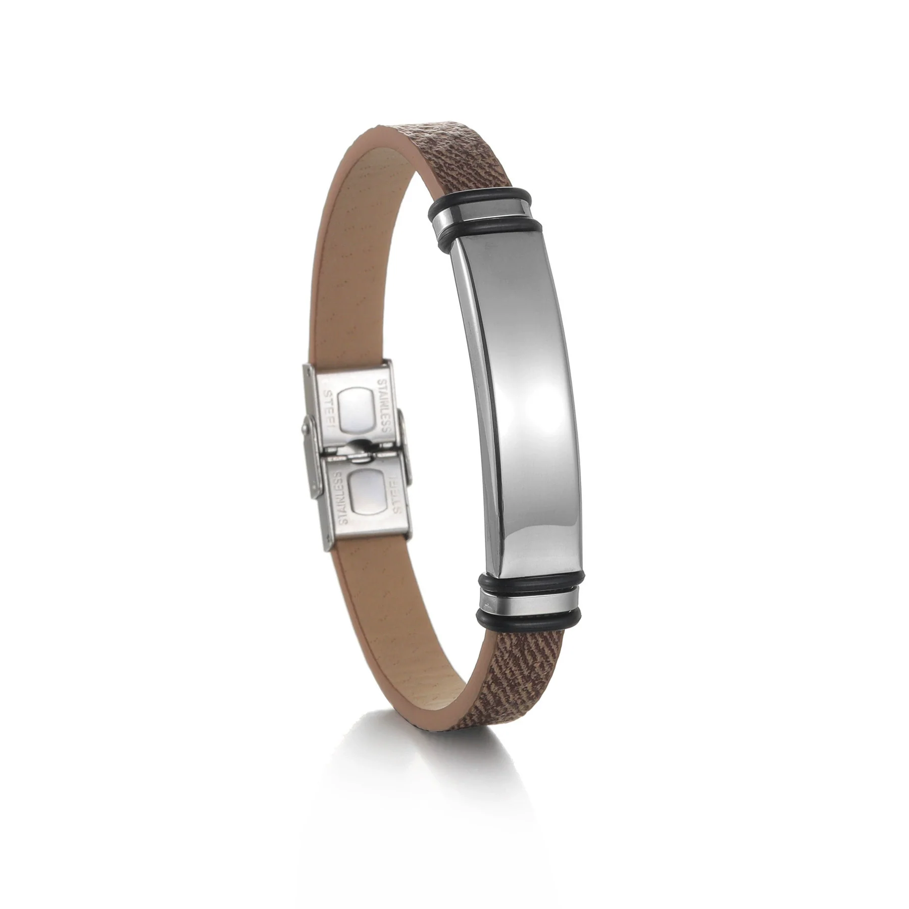 Stainless Steel Geometric Couple Sports Bracelet With Laser Engraving And Polish Design - Image 7