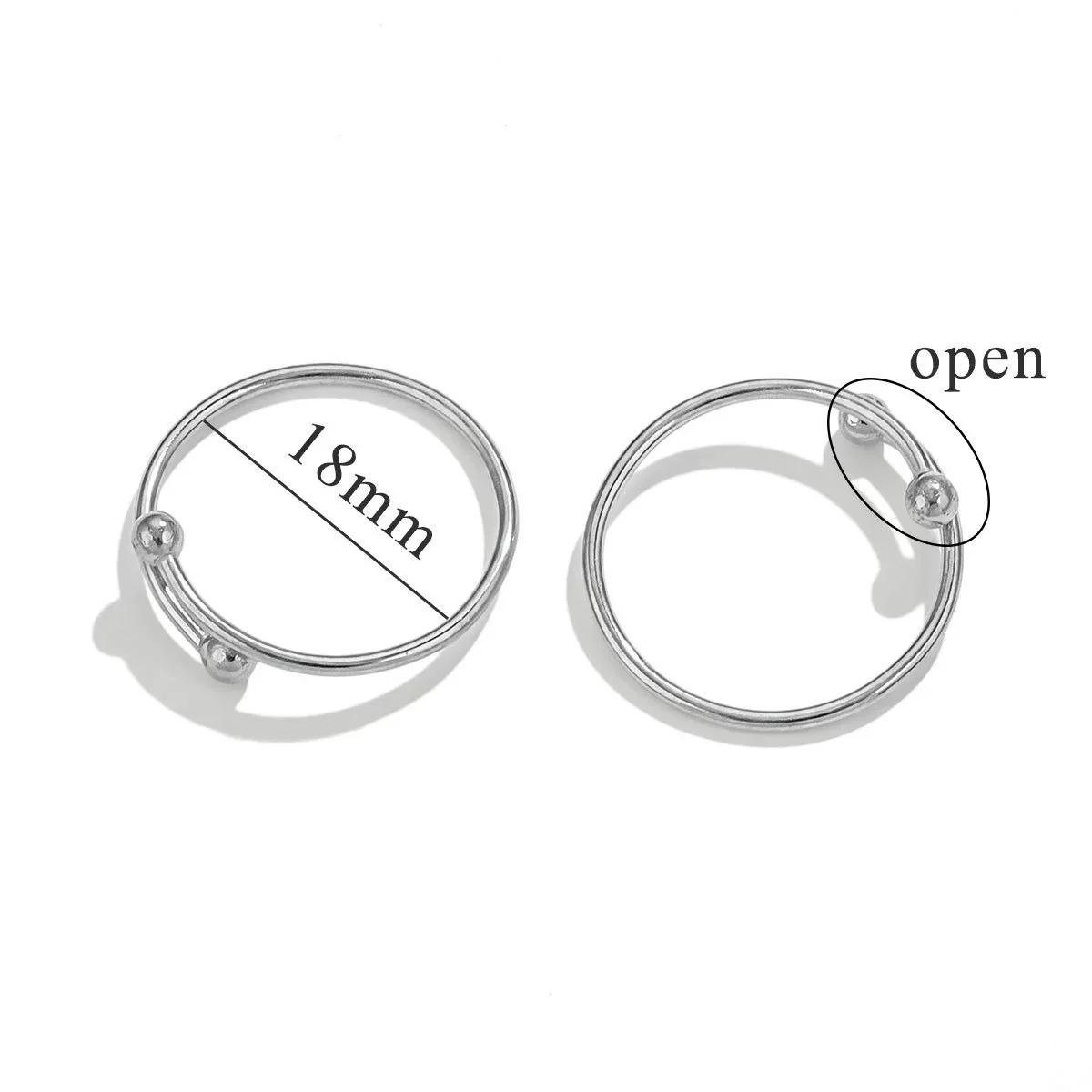 Stainless Steel Geometric Double Beads Gold Beans Cross Opening Ring 18K Gold Plated Electroplated - Image 5