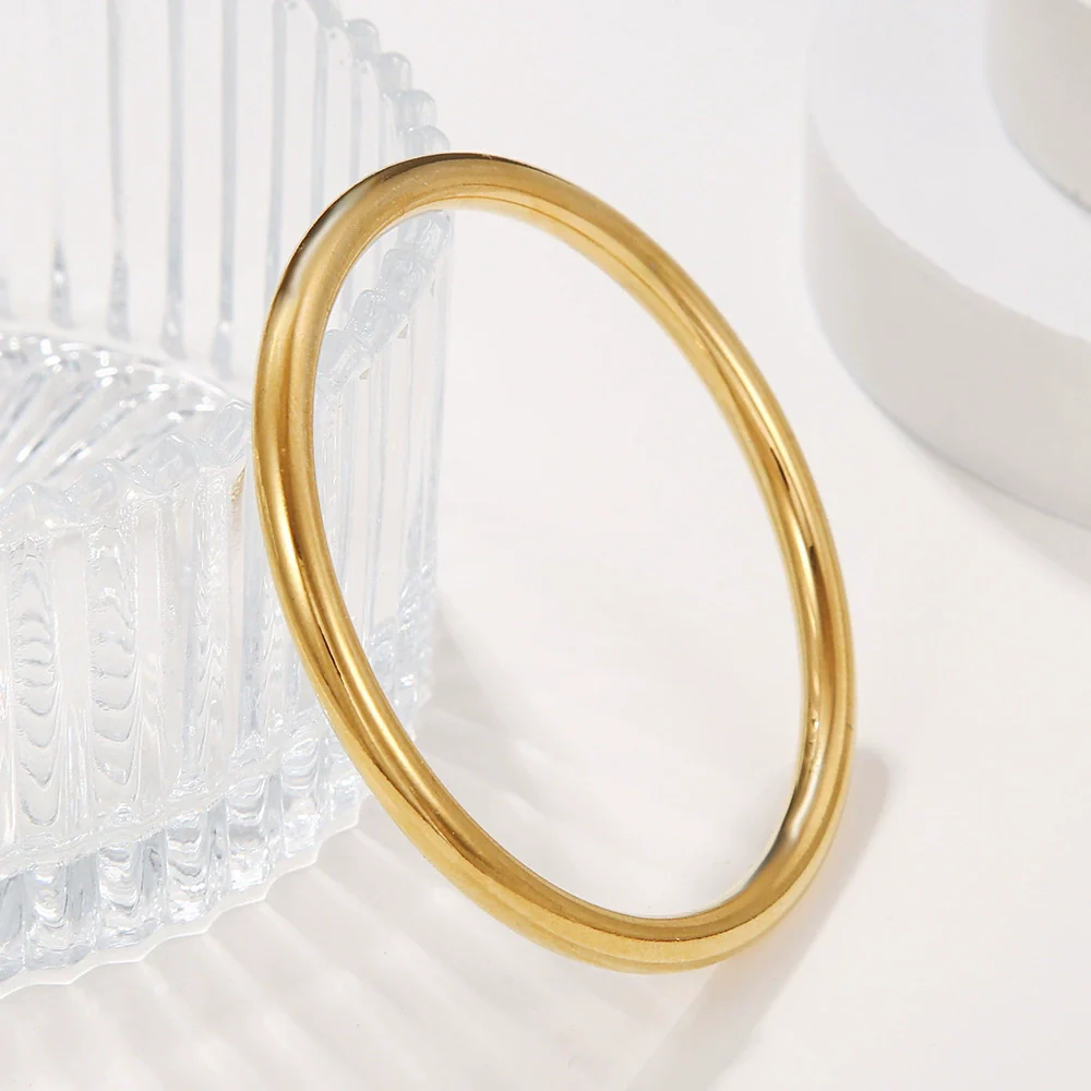 Stainless Steel Geometric Electroplated Imitation Gold Unfading Bracelet For Women - Image 3