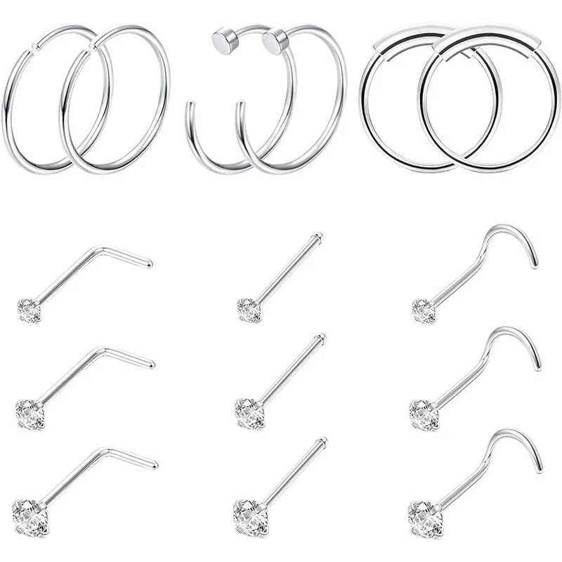 Stainless Steel Geometric Electroplated Unisex Body Piercing Nose Nail Nose Ring Ornaments - Image 2