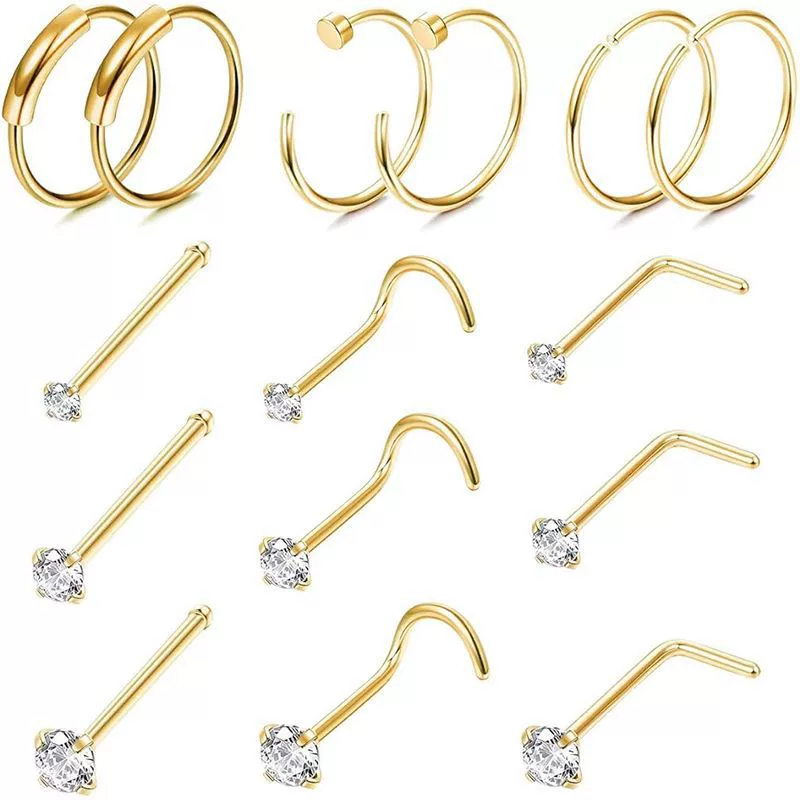 Stainless Steel Geometric Electroplated Unisex Body Piercing Nose Nail Nose Ring Ornaments - Image 6