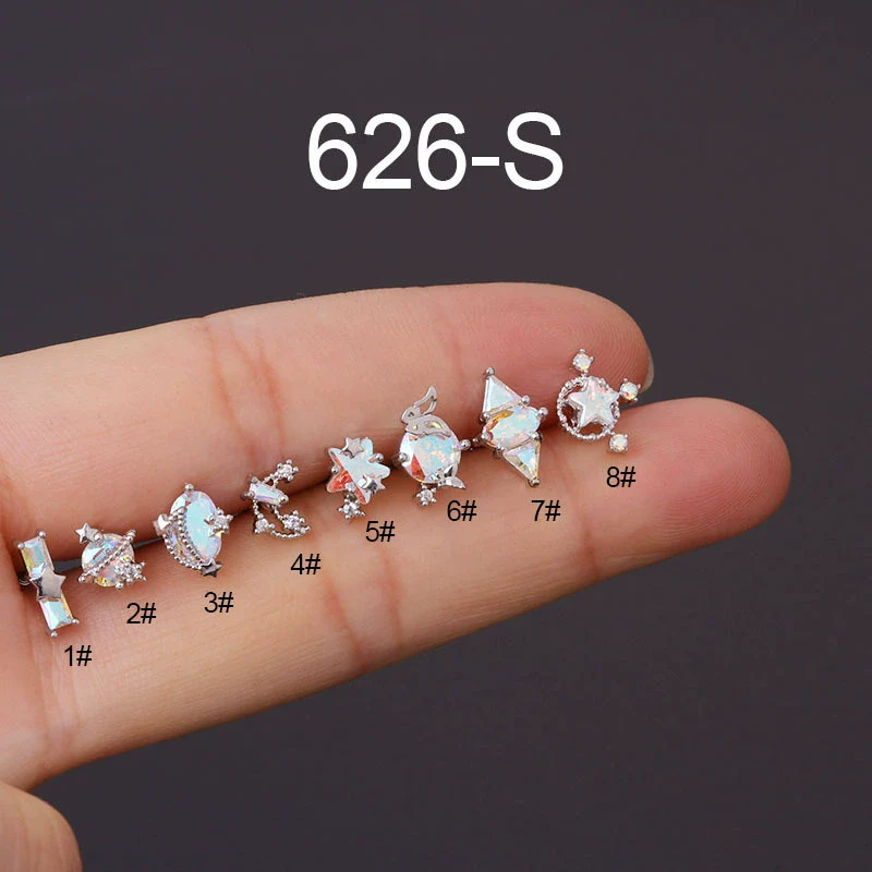 Stainless Steel Geometric Electroplating Women's Ear Nail Puncture Earrings - Image 6