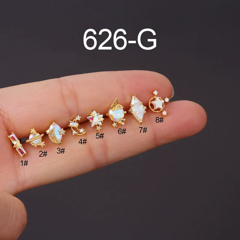 Stainless Steel Geometric Electroplating Women's Ear Nail Puncture Earrings - Image 7