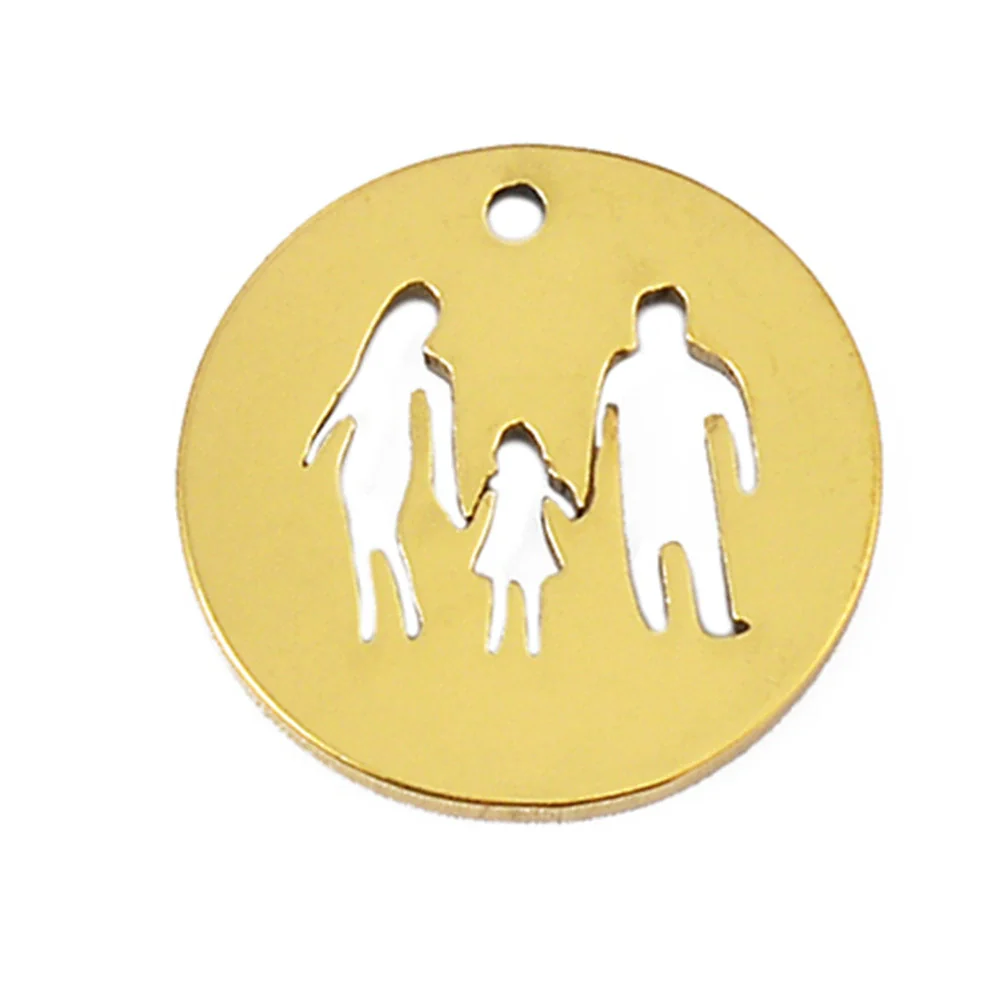 Stainless Steel Geometric Family Round Happiness Diy Pendant Jewelry Accessories - Image 10