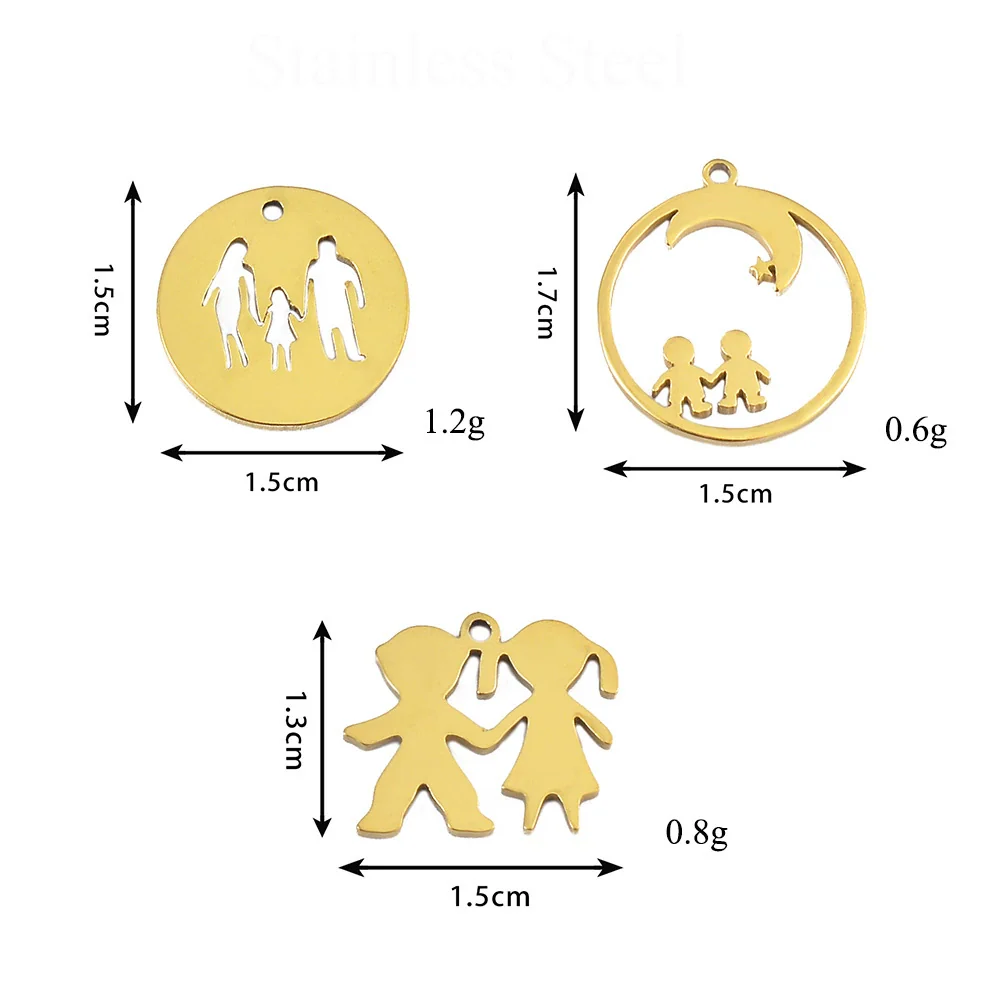 Stainless Steel Geometric Family Round Happiness Diy Pendant Jewelry Accessories - Image 4