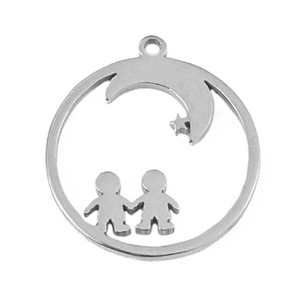 Stainless Steel Geometric Family Round Happiness Diy Pendant Jewelry Accessories - Image 7
