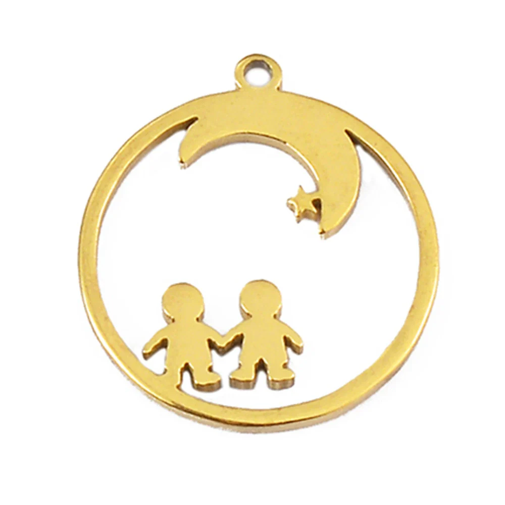 Stainless Steel Geometric Family Round Happiness Diy Pendant Jewelry Accessories - Image 8