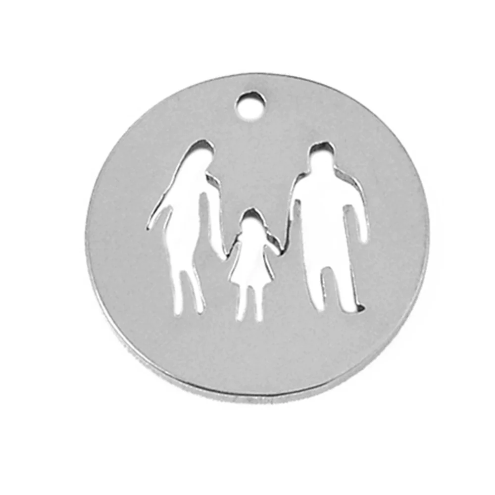 Stainless Steel Geometric Family Round Happiness Diy Pendant Jewelry Accessories - Image 9