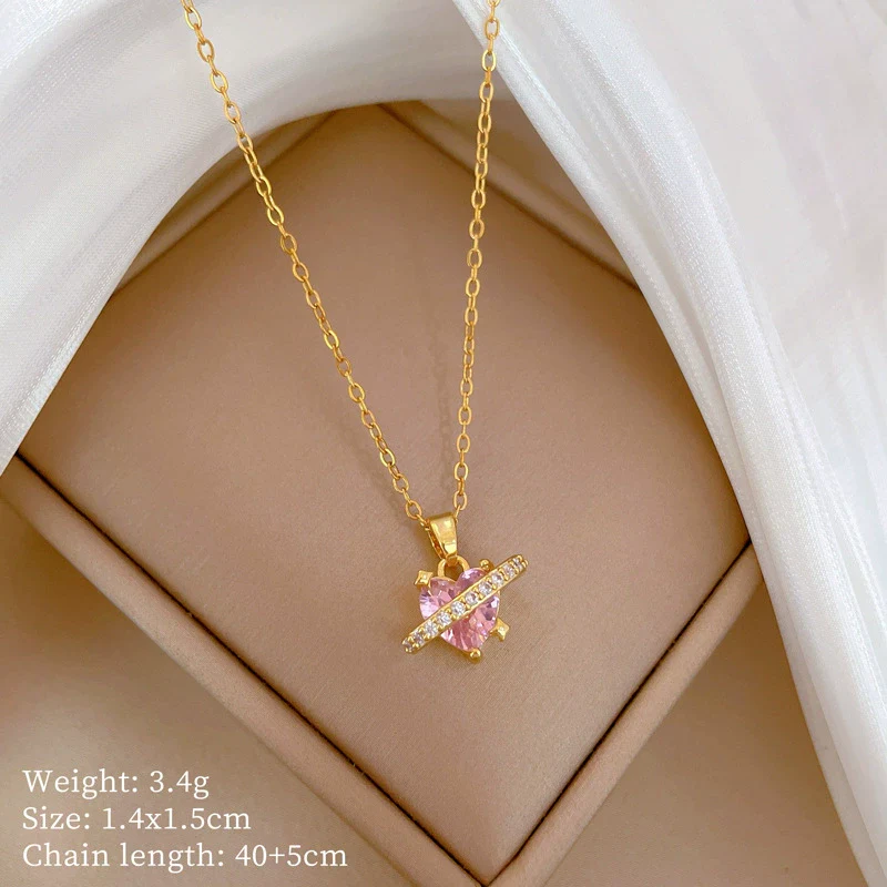 Stainless Steel Geometric Full Diamond Necklace For Women And Men - Image 6