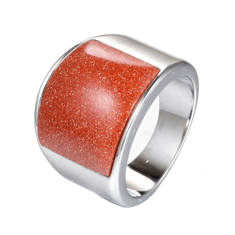 Stainless Steel Geometric Gem Ring Unisex Vacuum Plated Jewelry - Image 13