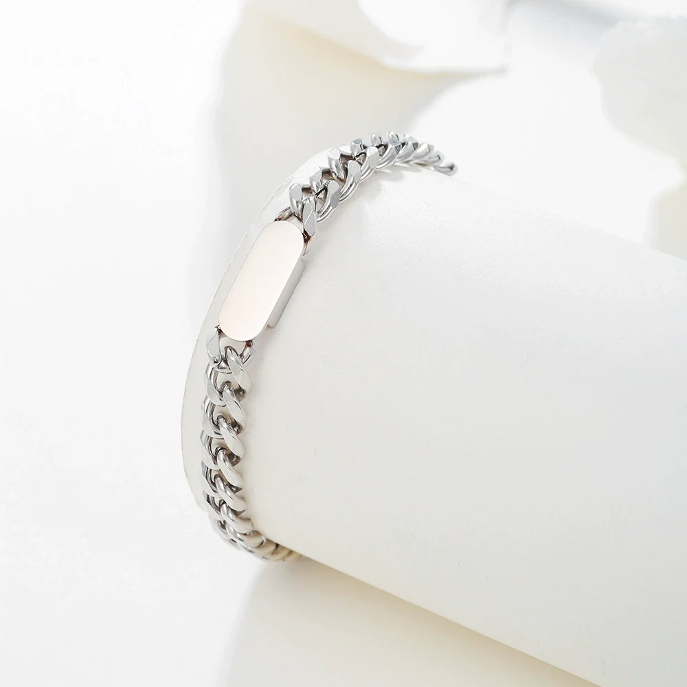 Stainless Steel Geometric Handmade Cuban Chain Bracelet Unisex - Image 4