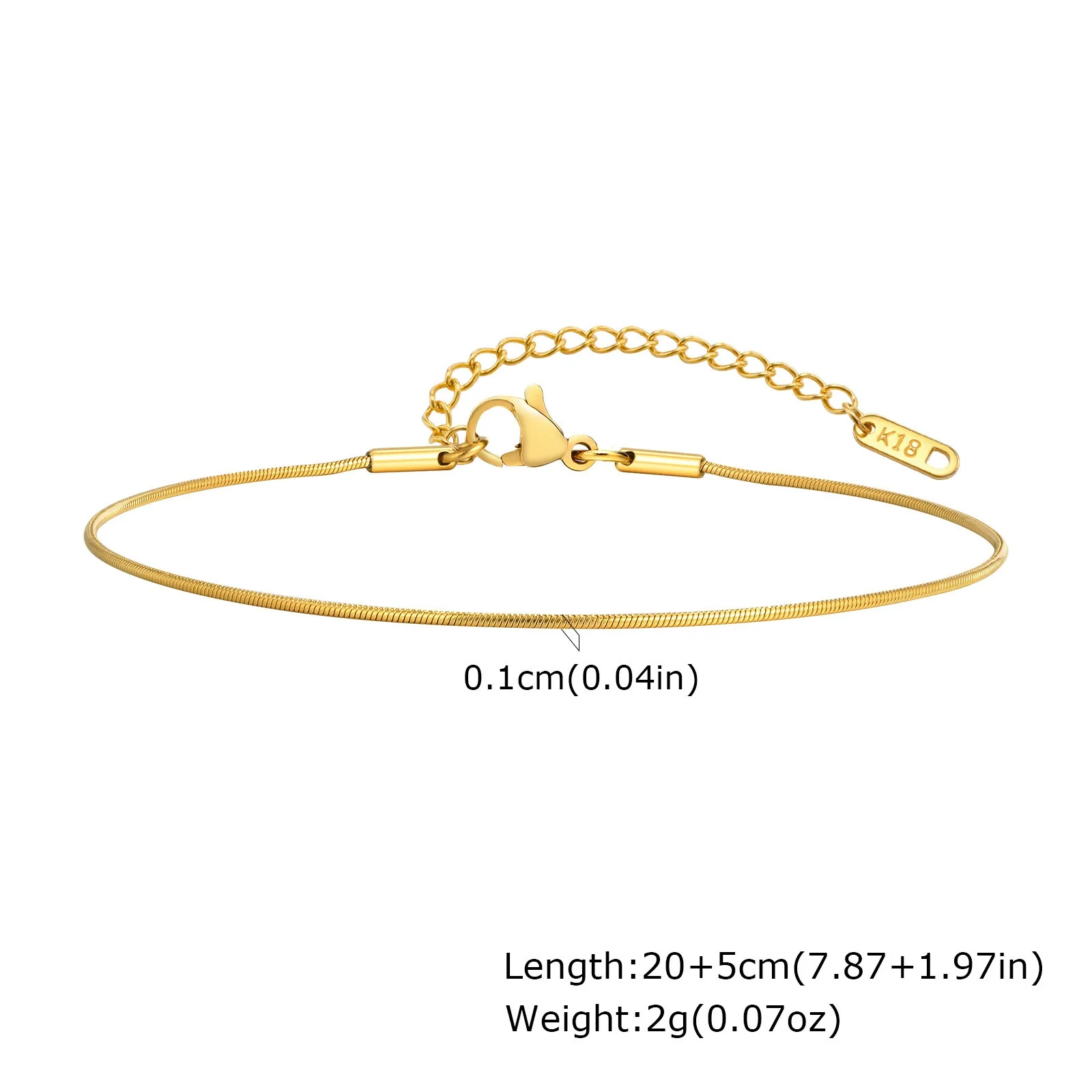 Stainless Steel Geometric Heart Flat Cross Snake Chain Anklet For Girls - Image 7