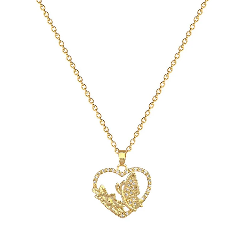 Stainless Steel Geometric Love Butterfly Pendant Necklace Unisex - Image 5