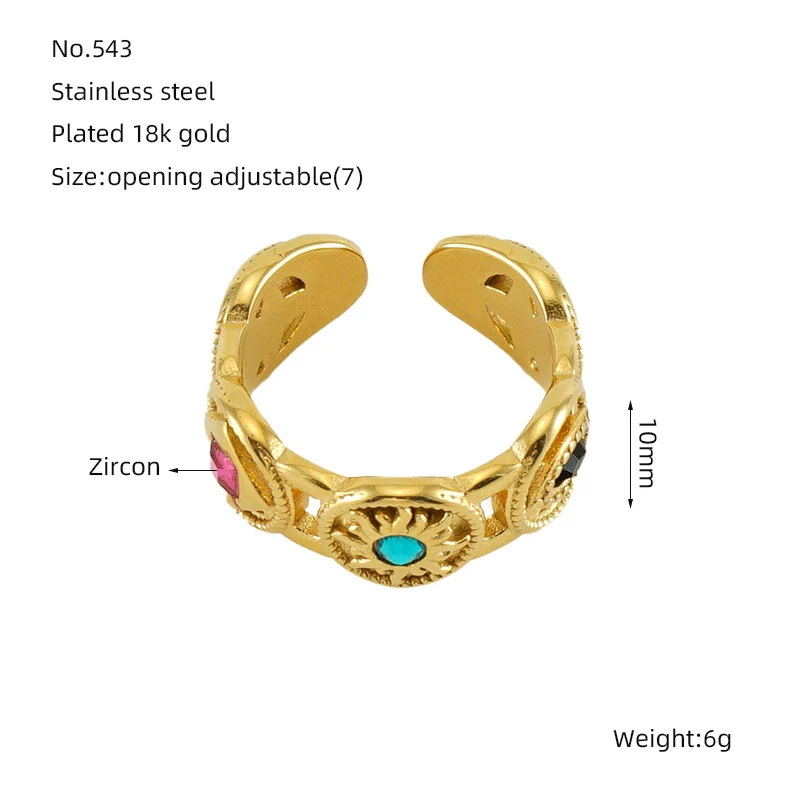 316L Stainless Steel Geometric Malachite Inlaid Electroplated Unisex Ring - Image 8