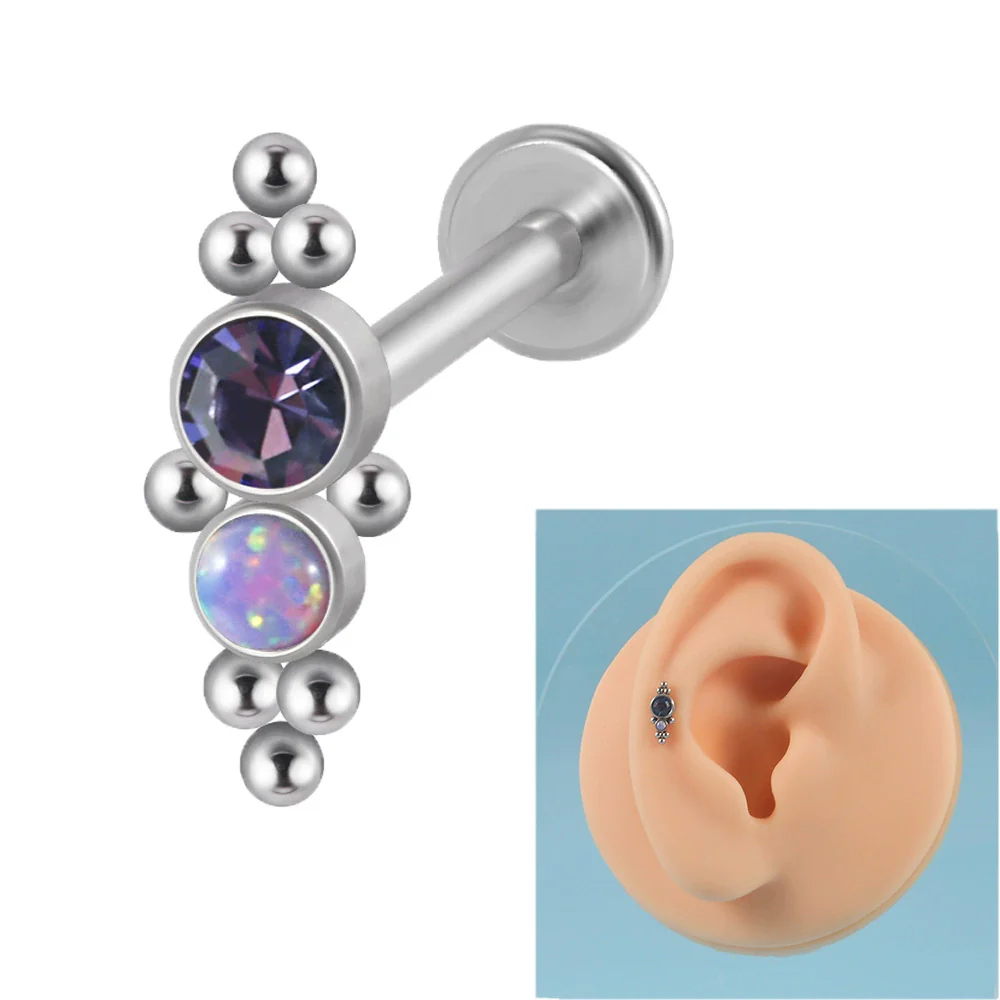 Stainless Steel Geometric Multidrill Welding Point Lip Ring And Ear Bone Ring With Diamond Design - Image 22