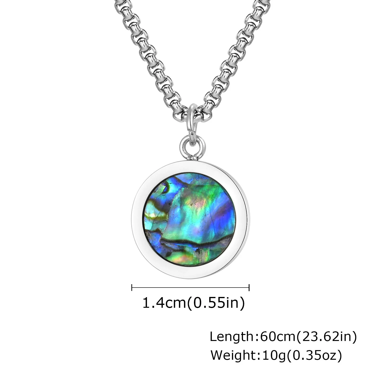 Stainless Steel Geometric Natural Stone Abalone Pendant Necklace For Men - Image 11