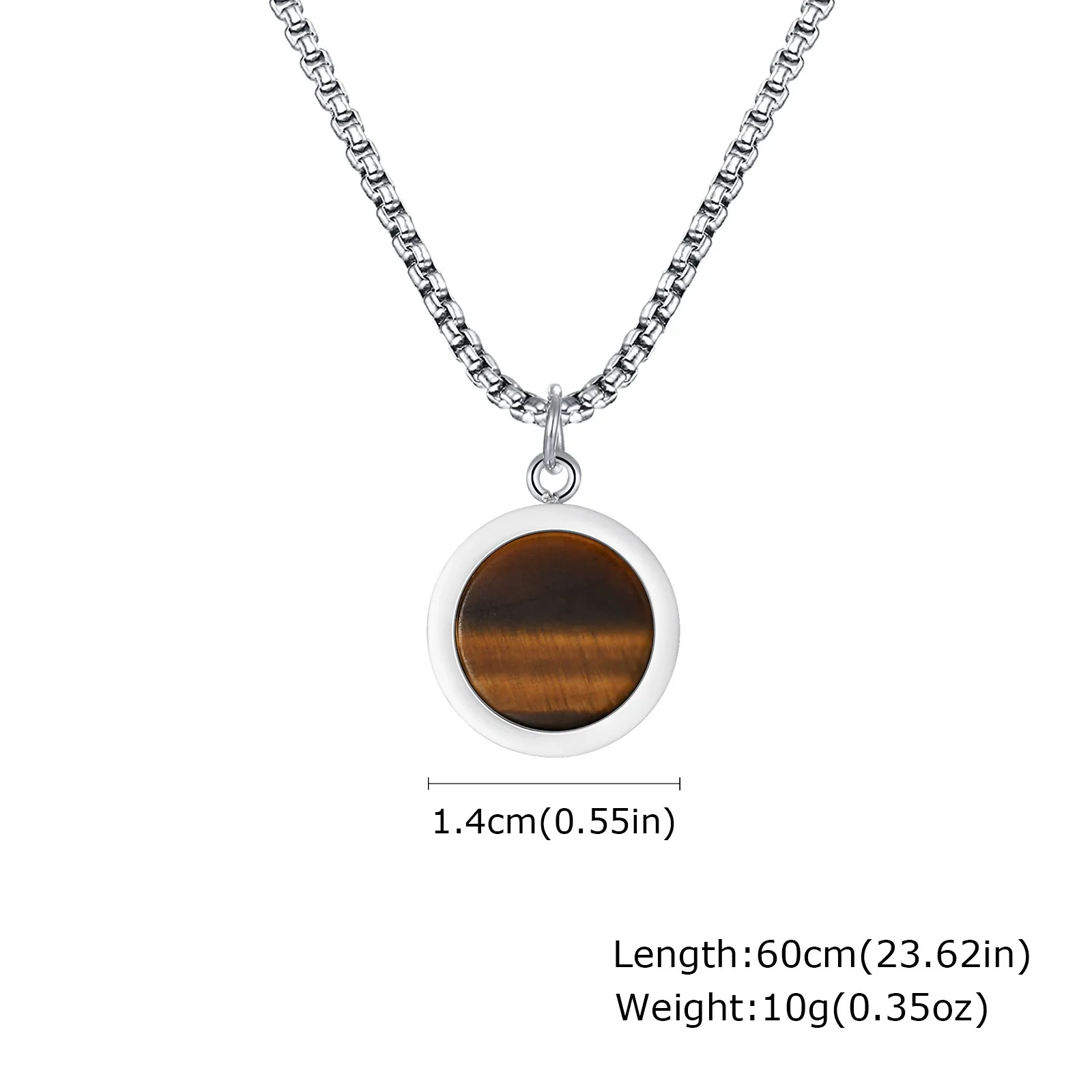Stainless Steel Geometric Natural Stone Abalone Pendant Necklace For Men - Image 8