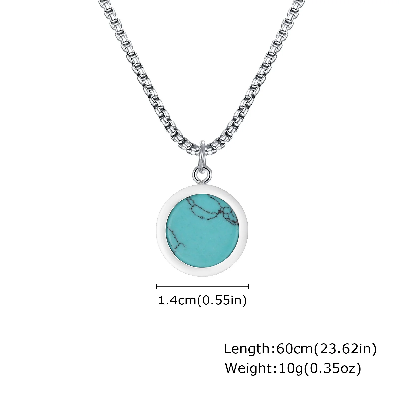 Stainless Steel Geometric Natural Stone Abalone Pendant Necklace For Men - Image 9