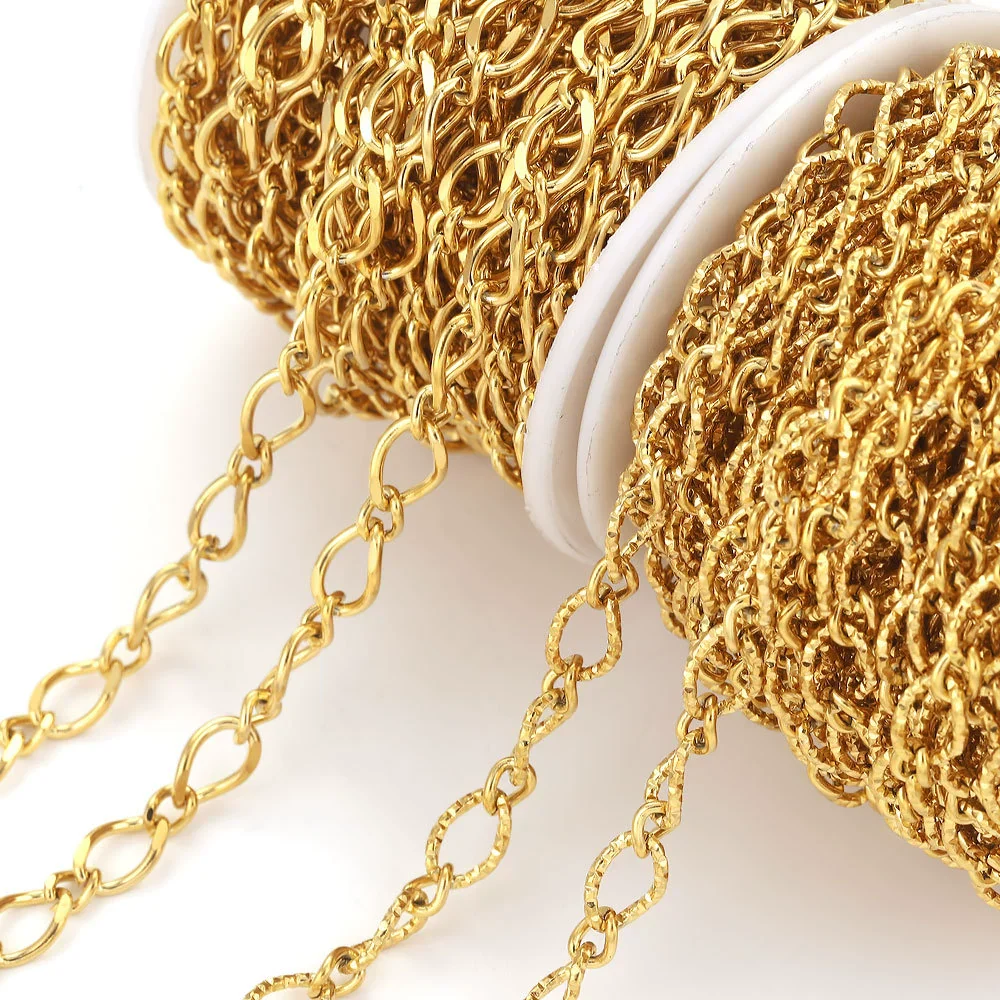 Stainless Steel Geometric Oval Knot Chain Jewelry Accessories With Totem Pattern And Electroplating For Diy Necklace Bracelet Hiphop Style