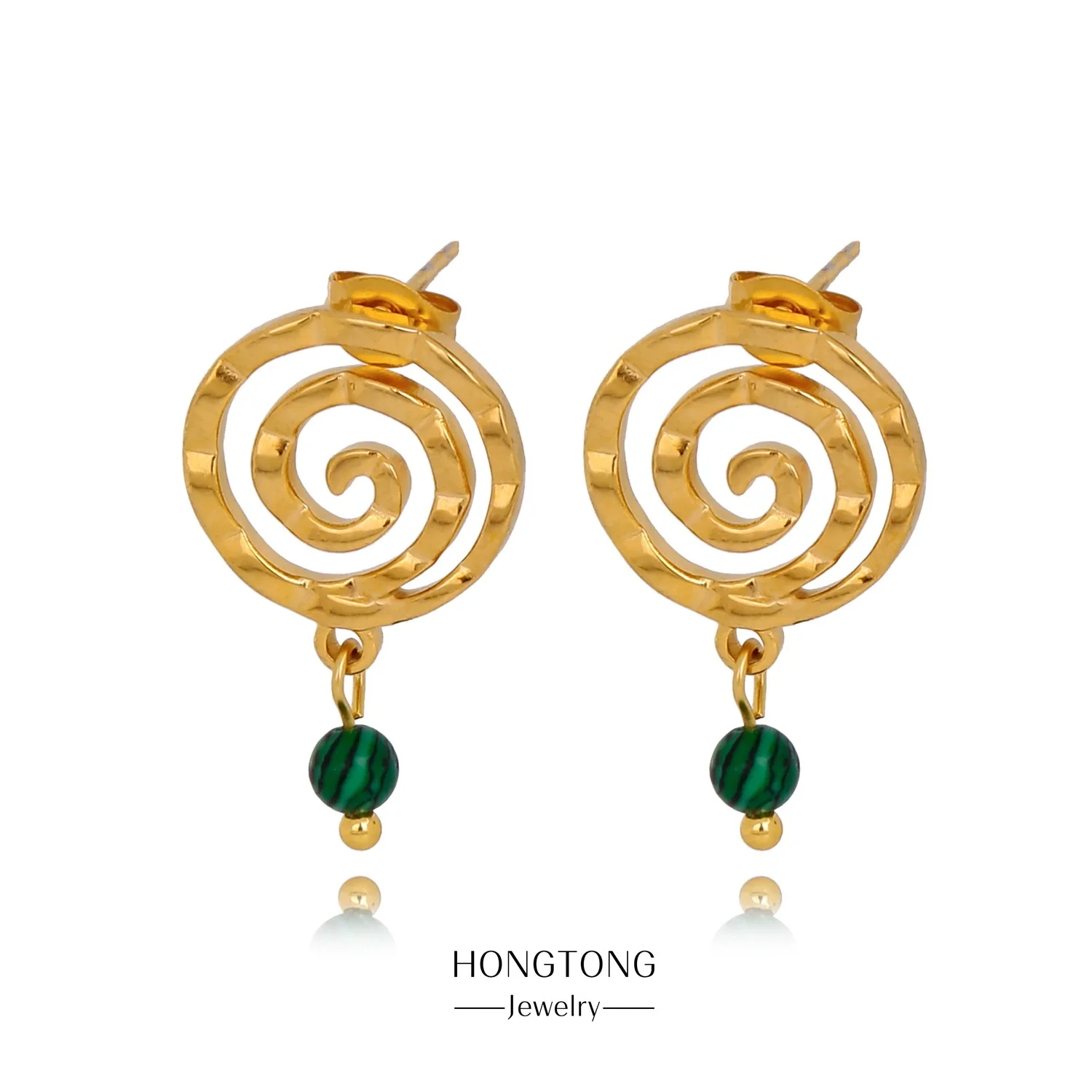 Stainless Steel Geometric Pendant Earrings With Electroplating