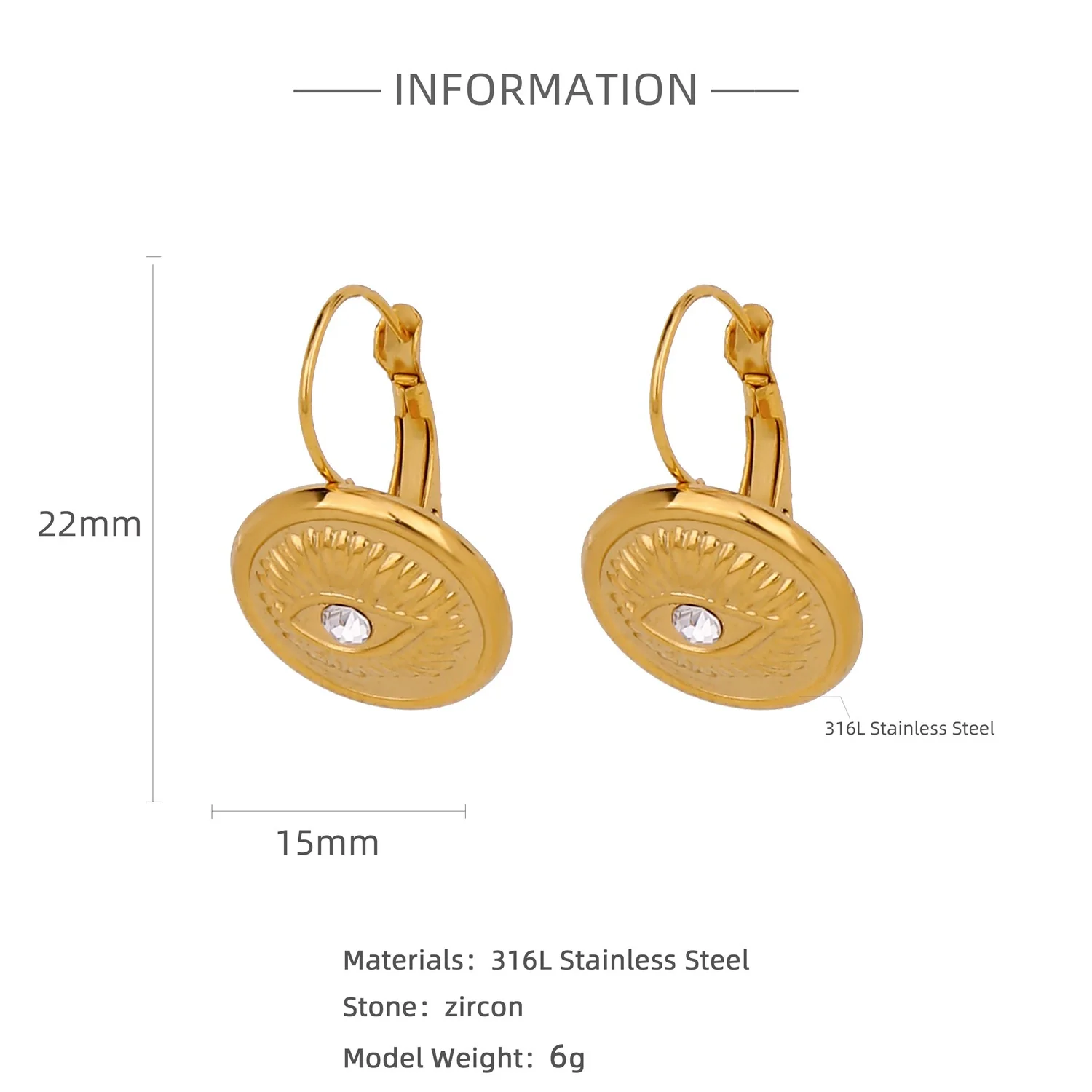 Stainless Steel Geometric Pendant Earrings With Electroplating - Image 10