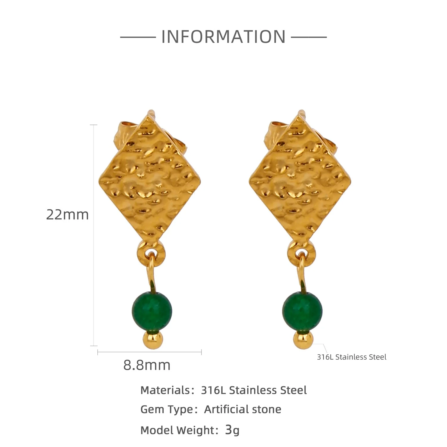 Stainless Steel Geometric Pendant Earrings With Electroplating - Image 12