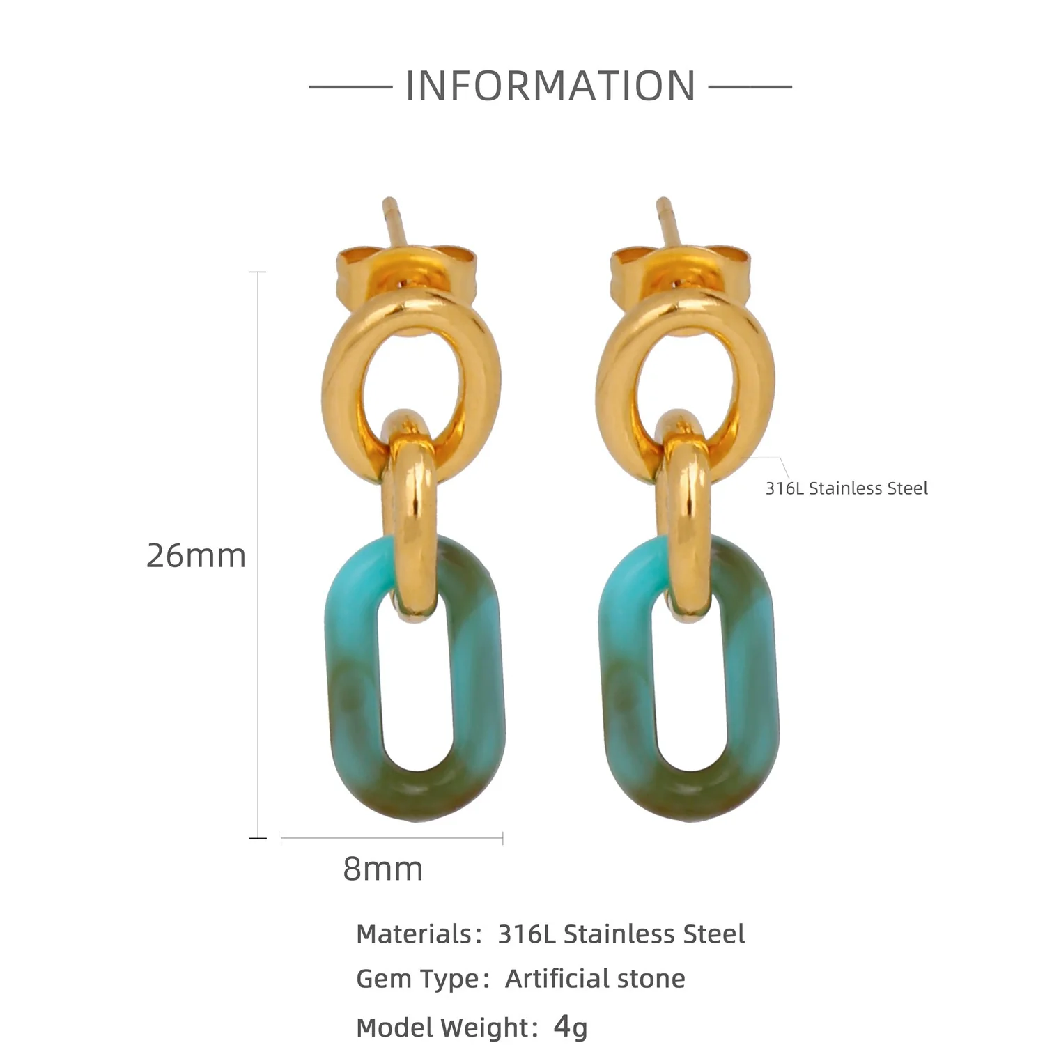 Stainless Steel Geometric Pendant Earrings With Electroplating - Image 18