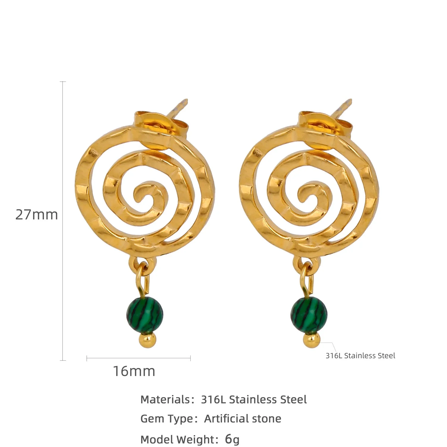 Stainless Steel Geometric Pendant Earrings With Electroplating - Image 4