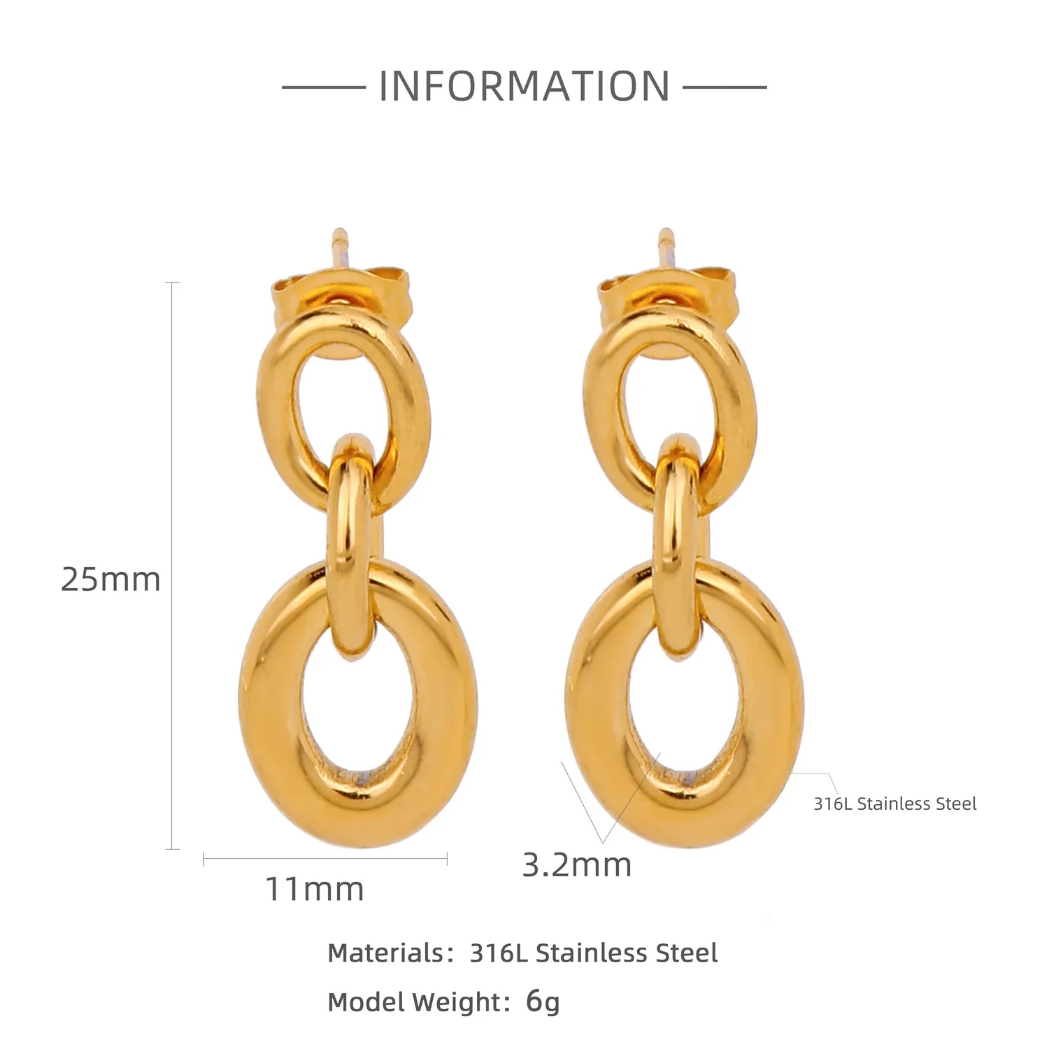 Stainless Steel Geometric Pendant Earrings With Electroplating - Image 7