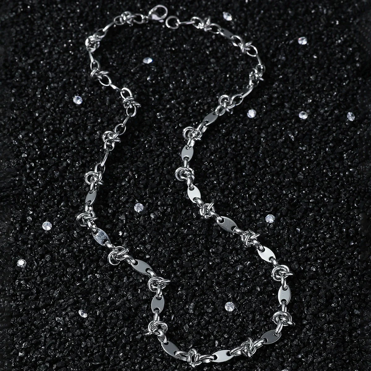 Stainless Steel Geometric Pig Nose Buckle Cuban Chain Necklace With Polishing Treatment Hiphop Style