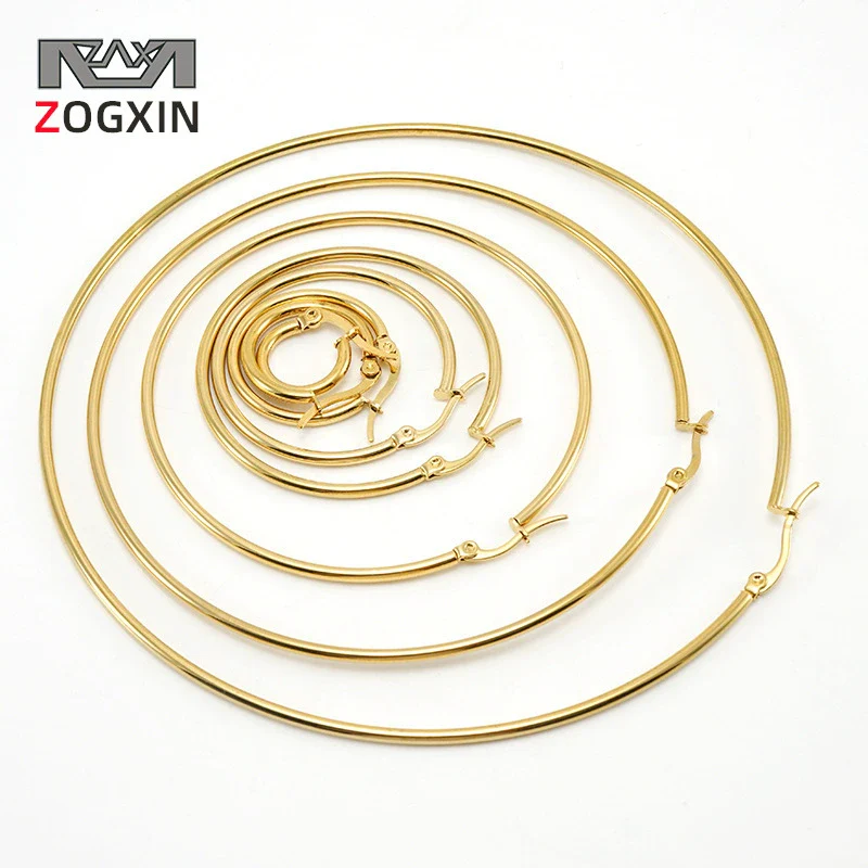 316L Stainless Steel Geometric Round Buckle Earrings For Women