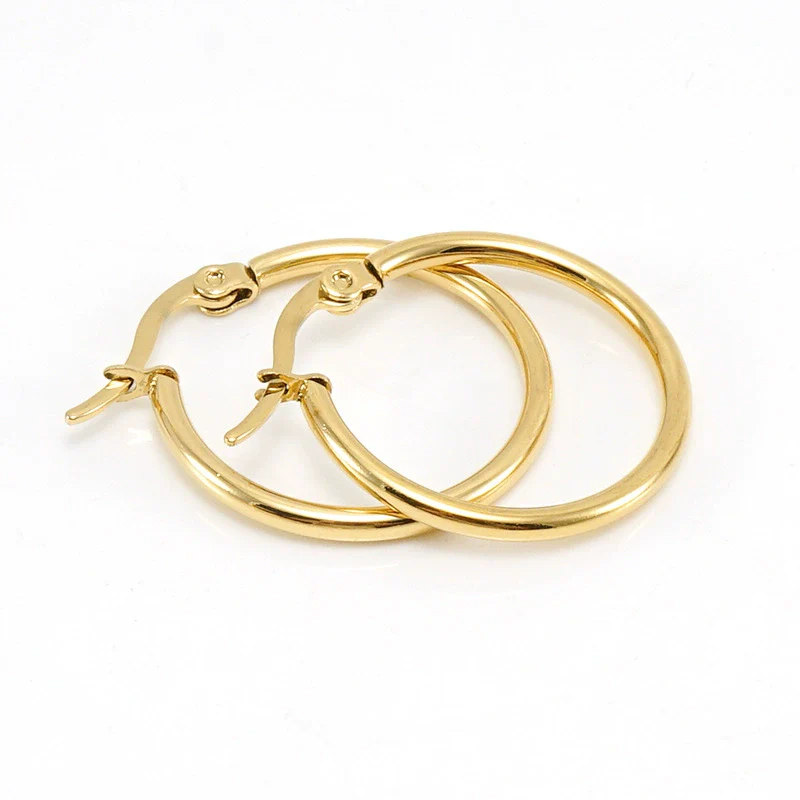 316L Stainless Steel Geometric Round Buckle Earrings For Women - Image 4