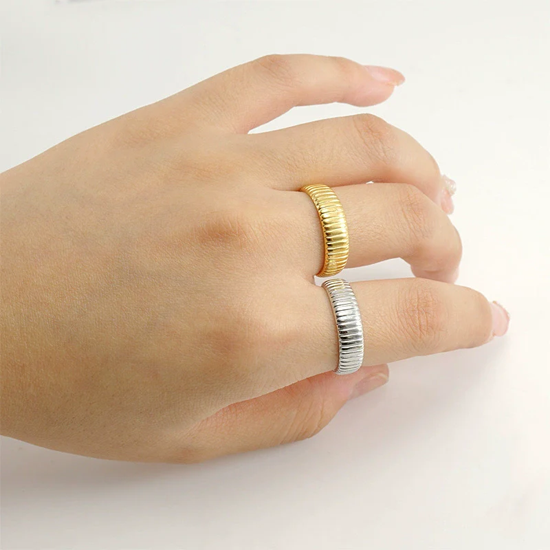 316L Stainless Steel Geometric Simple Style Ring With Electroplating - Image 2