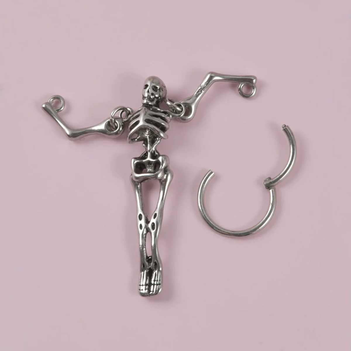 Stainless Steel Geometric Skull Round Closed Septum Lip Ring Puncture Accessories Electroplated - Image 3