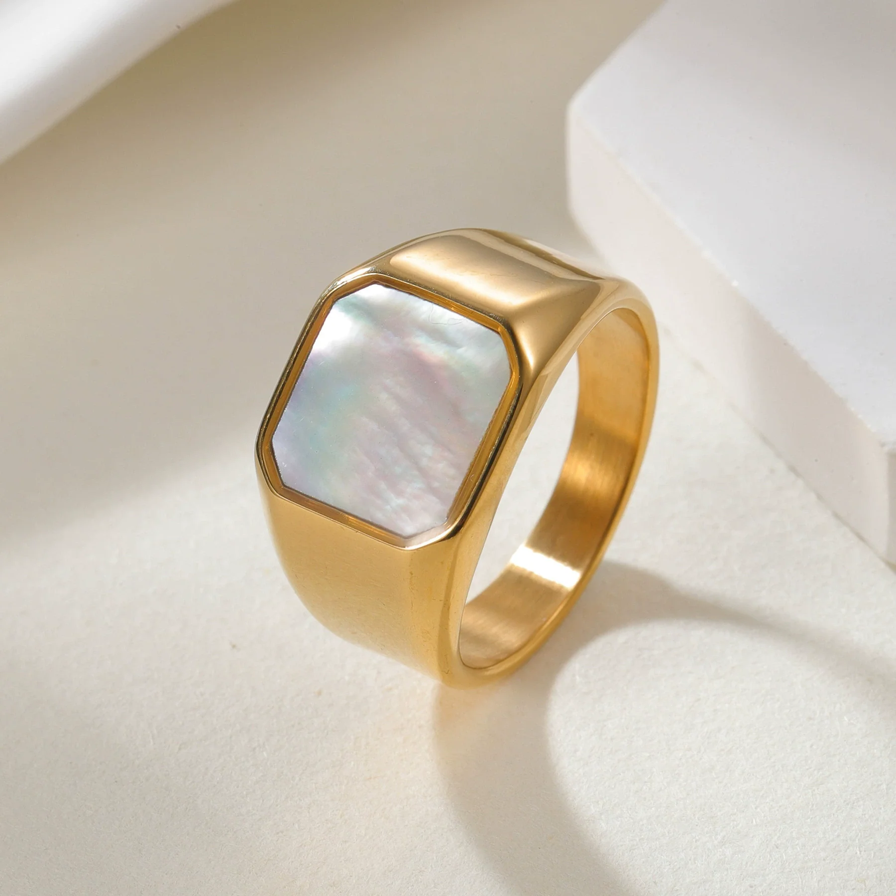 Stainless Steel Geometric Square Ring Electroplating Men's Jewelry - Image 2