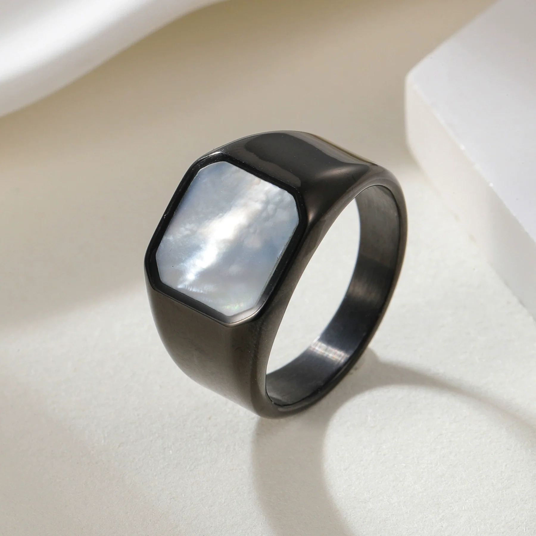 Stainless Steel Geometric Square Ring Electroplating Men's Jewelry - Image 4